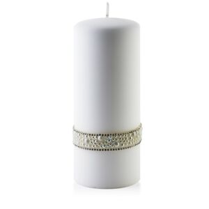 Vysoká svíčka CRYSTAL 7x17,5 cm bílá