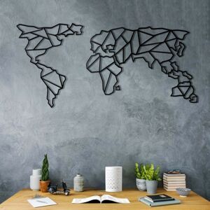 Nástěnná kovová dekorace Mapa světa linie 60x120 cm černá