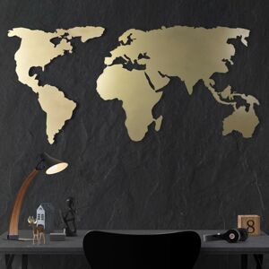 Nástěnná kovová dekorace Mapa světa 60x120 cm zlatá