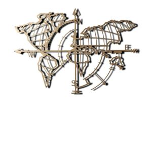 Nástěnná kovová dekorace Kompas 65x95 cm zlatá