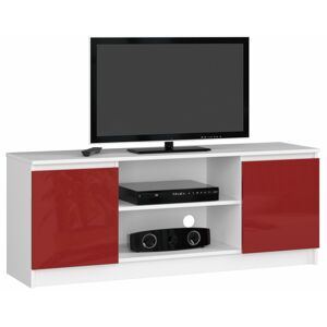 TV stolík Tonon 140 cm biely/červený lesk