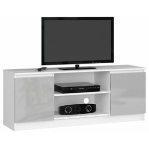 TV stolík Beron 140 cm biely/strieborný lesk