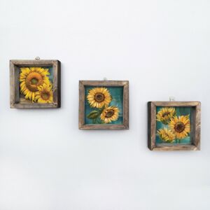 Sada nástěnných obrazů Sunflowers 15x15 cm 3 ks žlutá
