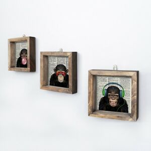 Sada obrazů Šimpanz 15x15 cm 3 ks