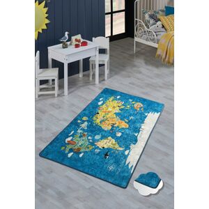 Detský koberec World Map 200x290 cm modrý