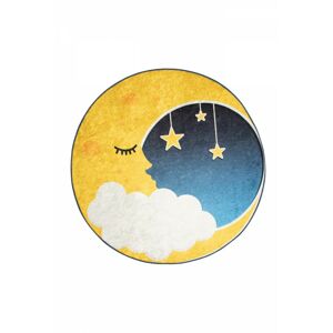Detský okrúhly koberec Moon 140 cm modrý/žltý