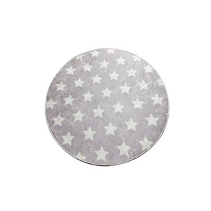 Detský okrúhly koberec Stars 140 cm šedý