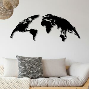 Nástěnná kovová dekorace Mapa světa polokoule 150x59 cm černá