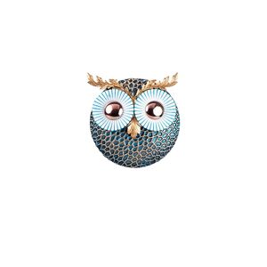 Nástěnná kovová dekorace OWL II modrá/měděná