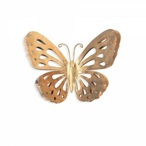 Nástěnná kovová dekorace Motýl 32x29 cm 2ks zlatá