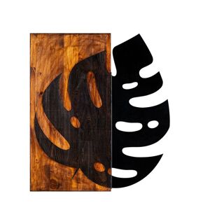 Nástěnná dřevěná dekorace LEAF hnědá/černá