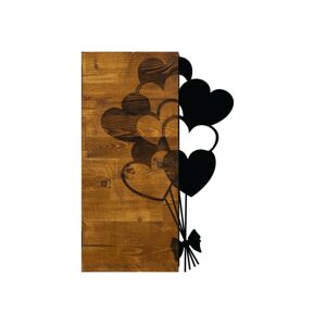 Nástěnná dřevěná dekorace LOVE BALLOONS hnědá/černá