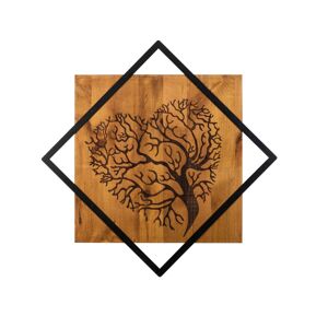 Nástěnná dřevěná dekorace TREE III hnědá/černá