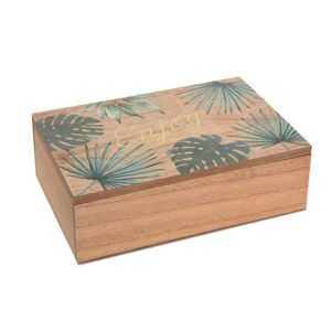 Krabička na čaj 6 přihrádek- Tropické listy