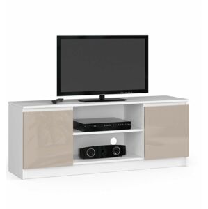 TV stolík Beron 140 cm biely/cappuccino lesk