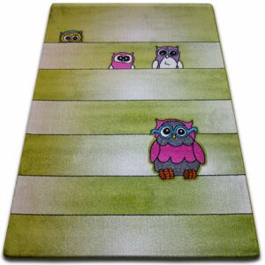 Kusový koberec KIDS sovy zelený C412