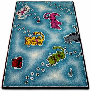 Kusový koberec KIDS mačky modrý C428