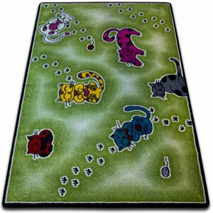 Kusový koberec KIDS mačky zelený C428