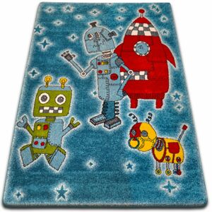Kusový koberec KIDS roboti modrý 419