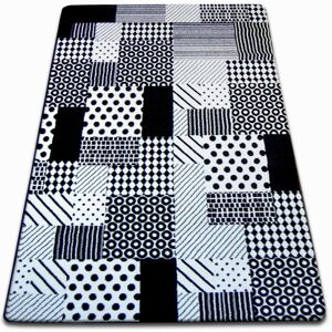 Kusový koberec SKETCH DAVID bílý / černý - kostkovaný
