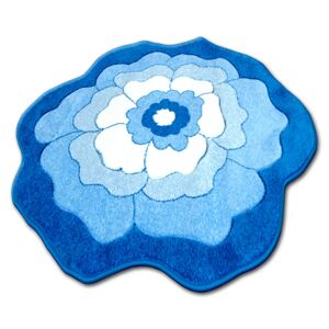 Detský guľatý koberec HAPPY FLOWER modrý