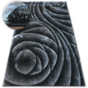 Kusový koberec Shaggy SPACE 3D ROSS tmavosivý/čierny