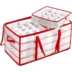 Úložný box na vánoční ozdoby 67x34 cm bílo-červený