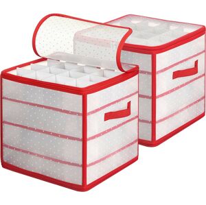 Úložný box na vánoční ozdoby 34,5x34 cm bílo-červený - 2 kusy