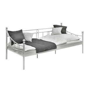 Kovová posteľ 90 × 200 cm biela