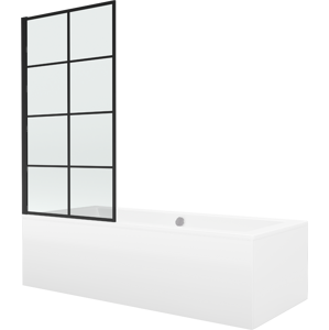 Vana Mexen Cube 170x80 cm s panelem bílá + jednokřídlá zástěna pevná 80 x 140 cm VI černá/černá