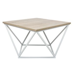 Konferenční stolek bílý Curved - světlý dub 