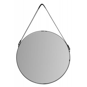 Kulaté zrcadlo Loft 65 cm se závěsným páskem černá