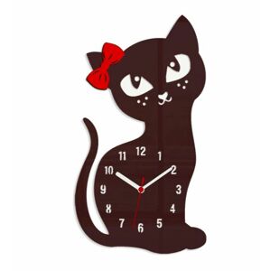 Nástěnné hodiny Cat bordó