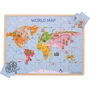 Dřevěné puzzle WORLD MAP modré