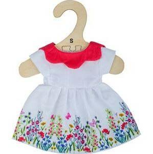 Šaty s límečkem pro panenky SOFT 28 cm bílé/vícebarevné