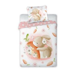 Detské bavlnené posteľné obliečky Zajačik 009 - 100x135 cm