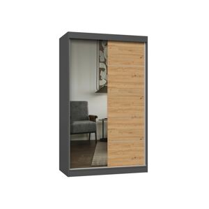 Šatní skříň se zrcadlem IGA 120 cm antracit/dub artisan