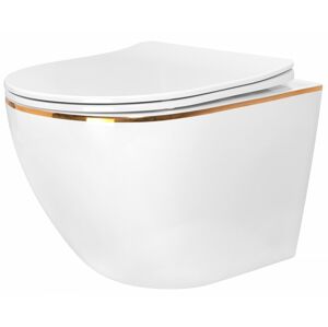 Závesná WC misa Rea Carlo Flat Mini biela/zlatá lesk