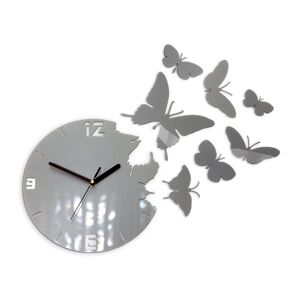 3D nalepovací hodiny Butterfly šedé