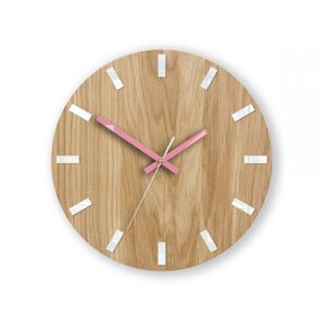 Nástěnné hodiny Simple Oak hnědo-růžové