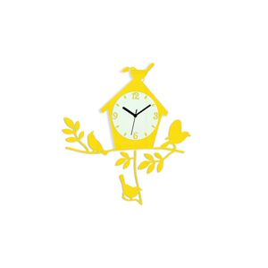 Nástěnné hodiny Birdie žluté