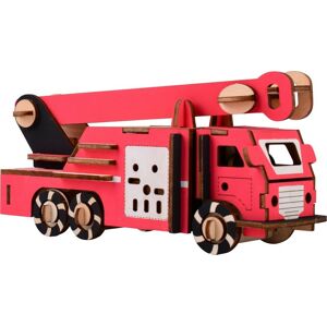 Dřevěné 3D puzzle Hasičský vůz červené