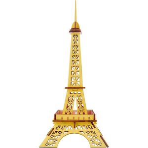 Dřevěné 3D puzzle Eiffelova věž žlutá