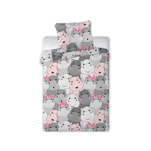 Detská bavlnená posteľná bielizeň Hippo 003 - 100x135 cm