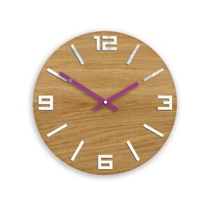 Nástěnné hodiny Arabic Wood hnědo-fialové