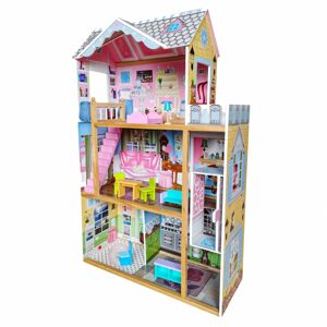 Dřevěný domeček pro panenky s výtahem EcoToys + nábytek