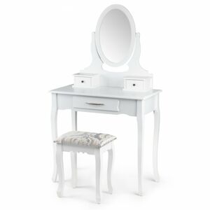 Toaletní stolek se zrcadlem a stoličkou Jona bílý