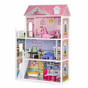 Drevený domček pre bábiky XXL s nábytkom EcoToys ružový