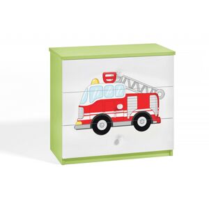 Komoda Babydreams 80 cm hasičské auto zelená