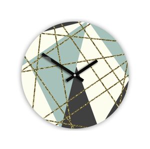Nástěnné hodiny Geometric modro-bílé